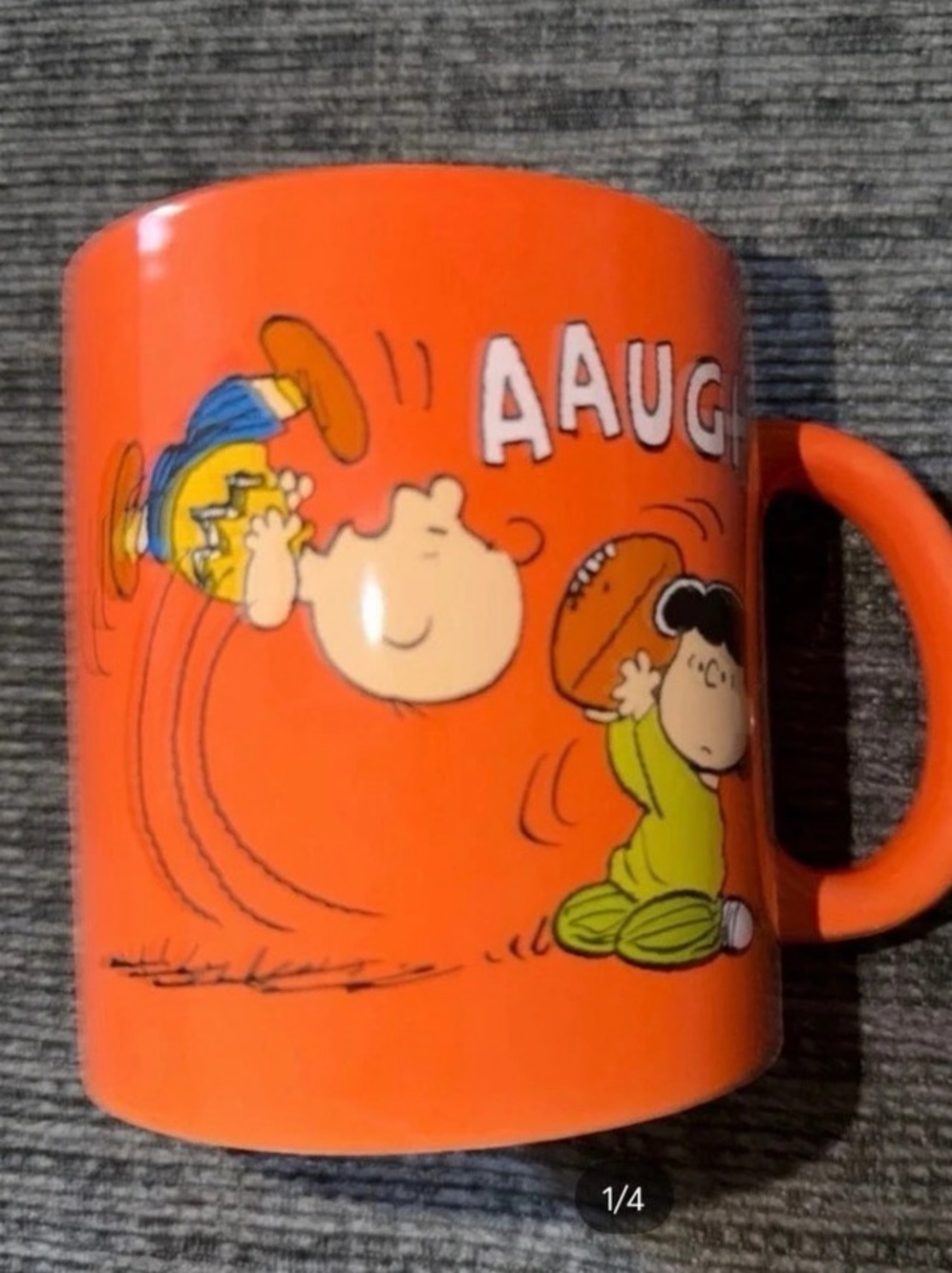 Peanuts Charlie Brown and Lucy Football Orange Mug